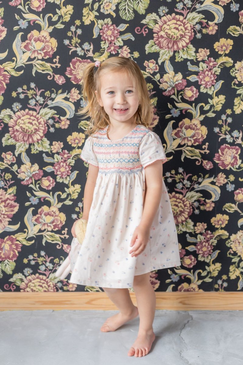 画像5: ハンドスモック・フラワープリントドレス_4-5歳用(身長 103-108cm) (5)