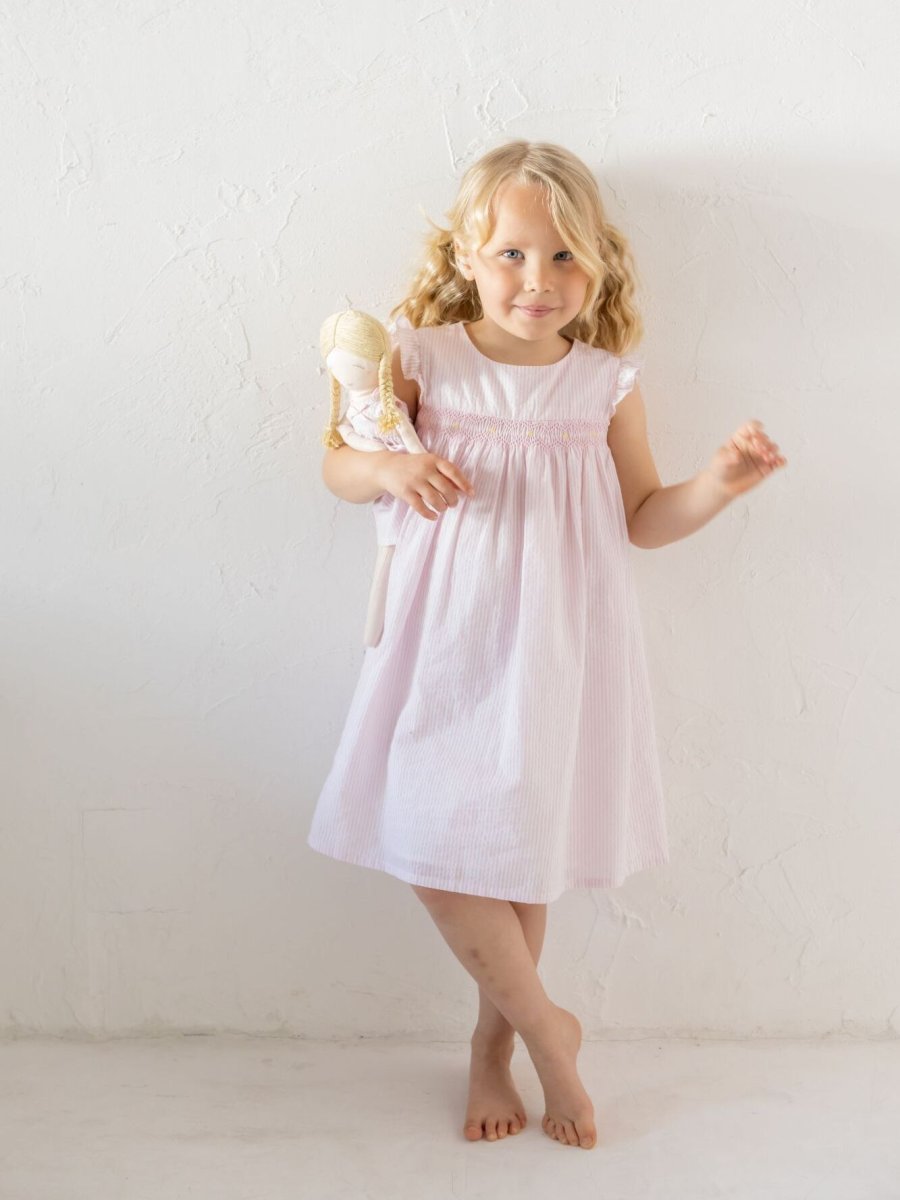 画像6: ピンクストライプスモックドレス_3-4歳用(身長 98-103cm) (6)