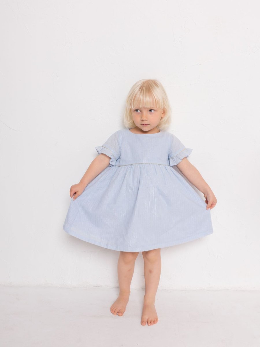 画像6: ブルーゴールド・シルバー・スモックドレス_4-5歳用(身長 103-108cm) (6)