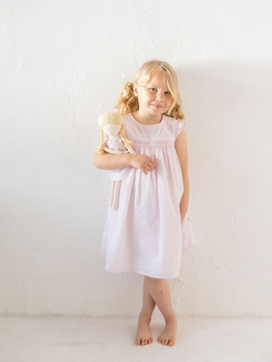 画像5: ピンクストライプスモックドレス_3-4歳用(身長 98-103cm) (5)