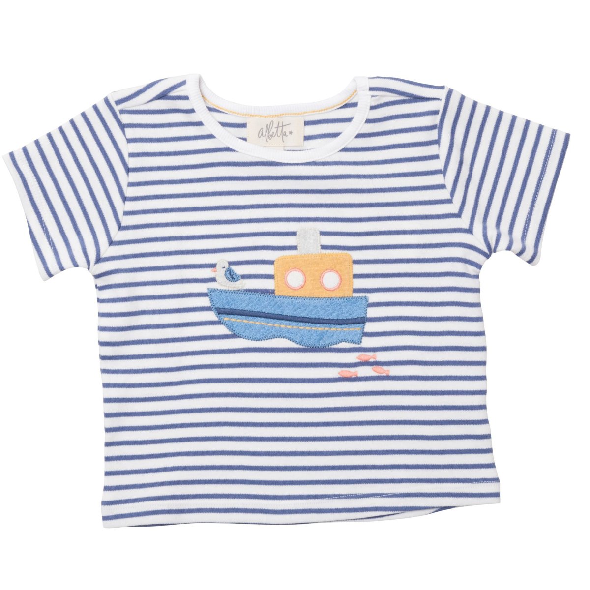 画像2: ボートアップリケTシャツ&パンツセット_6〜12ヶ月用(身長 70cm) (2)