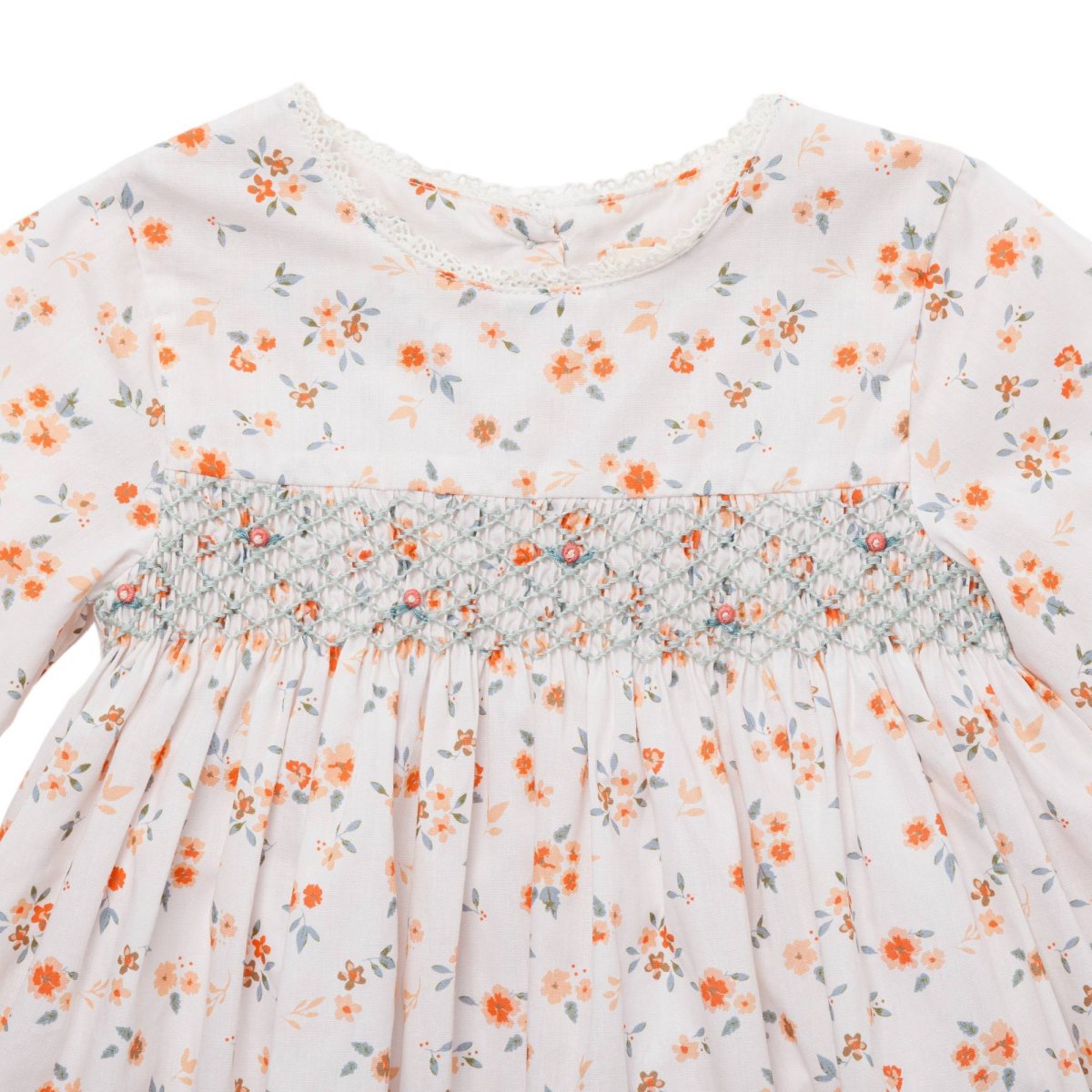 画像4: ホワイトルイーズ・プリントスモッキングドレス_3-4歳用(身長 98-103cm) (4)
