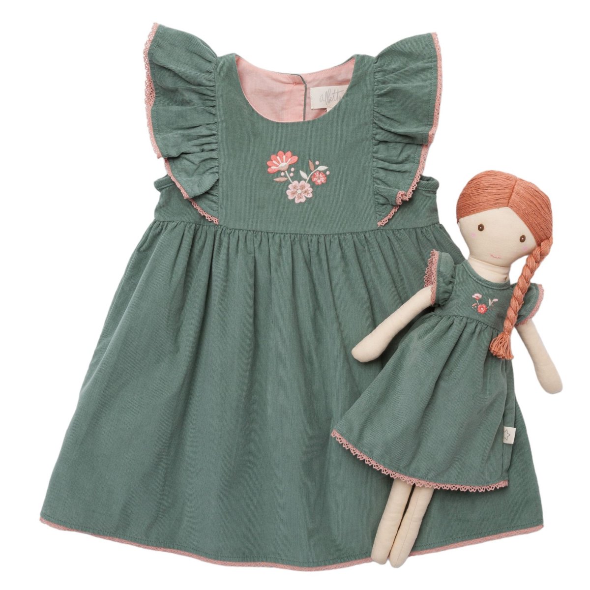 画像6: グリーン・コーデュロイドレス_4-5歳用(身長 103-108cm) (6)