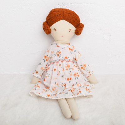 画像1: 【ドール用】ホワイトルイーズプリント・ドールドレス