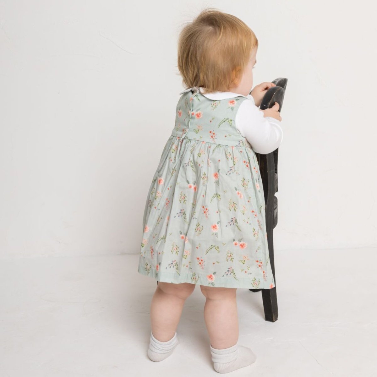 画像11: グリーンフローラル・スモッキングドレス_2-3歳用(身長 92-98cm) (11)