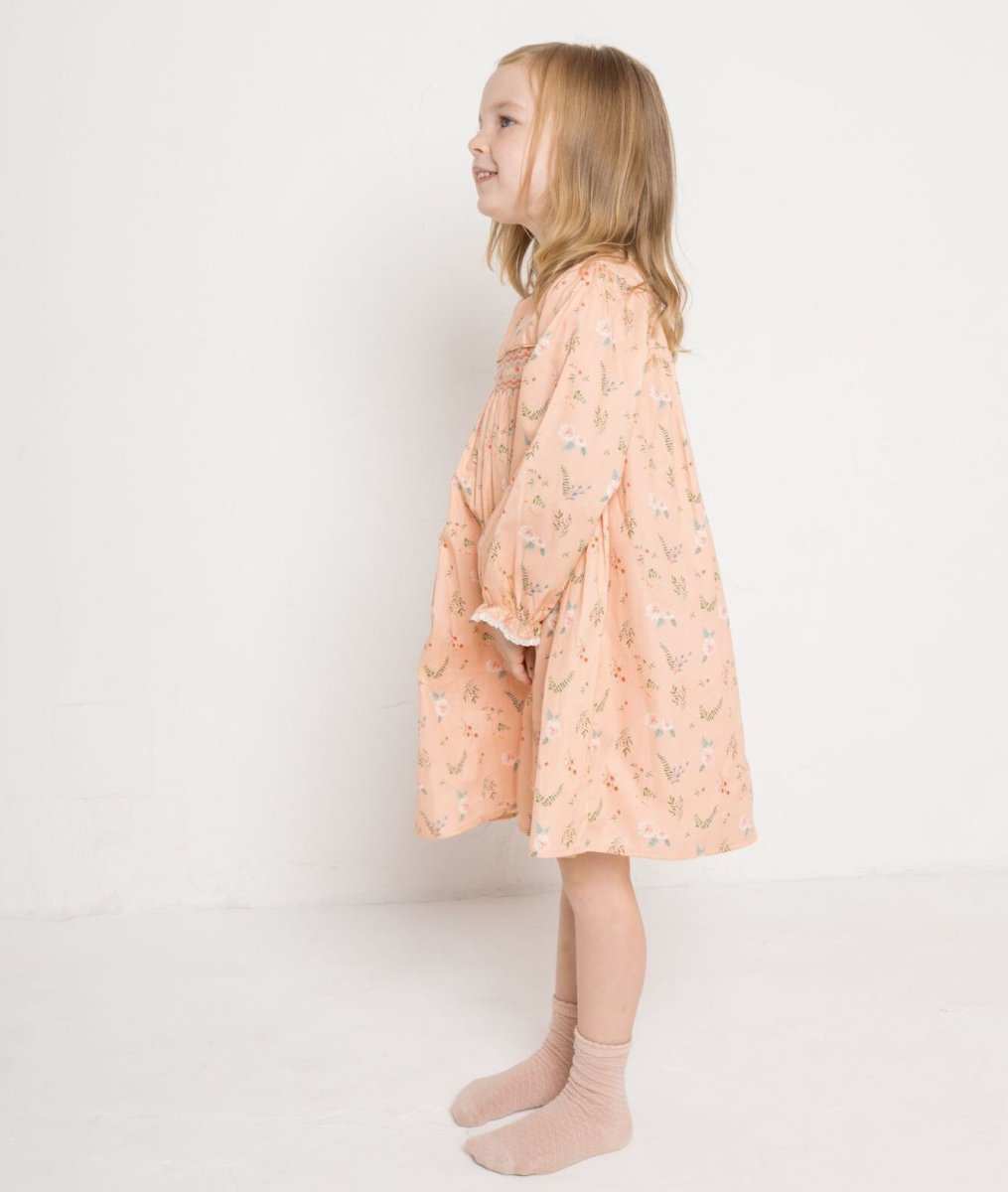 画像7: ピンクフローラル・スモッキングドレス_2-3歳用(身長 92-98cm) (7)