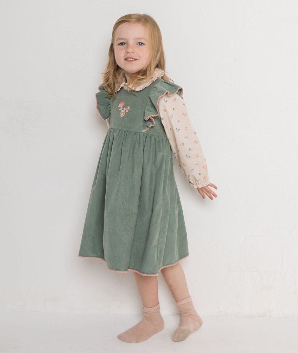 画像9: グリーン・コーデュロイドレス_4-5歳用(身長 103-108cm) (9)