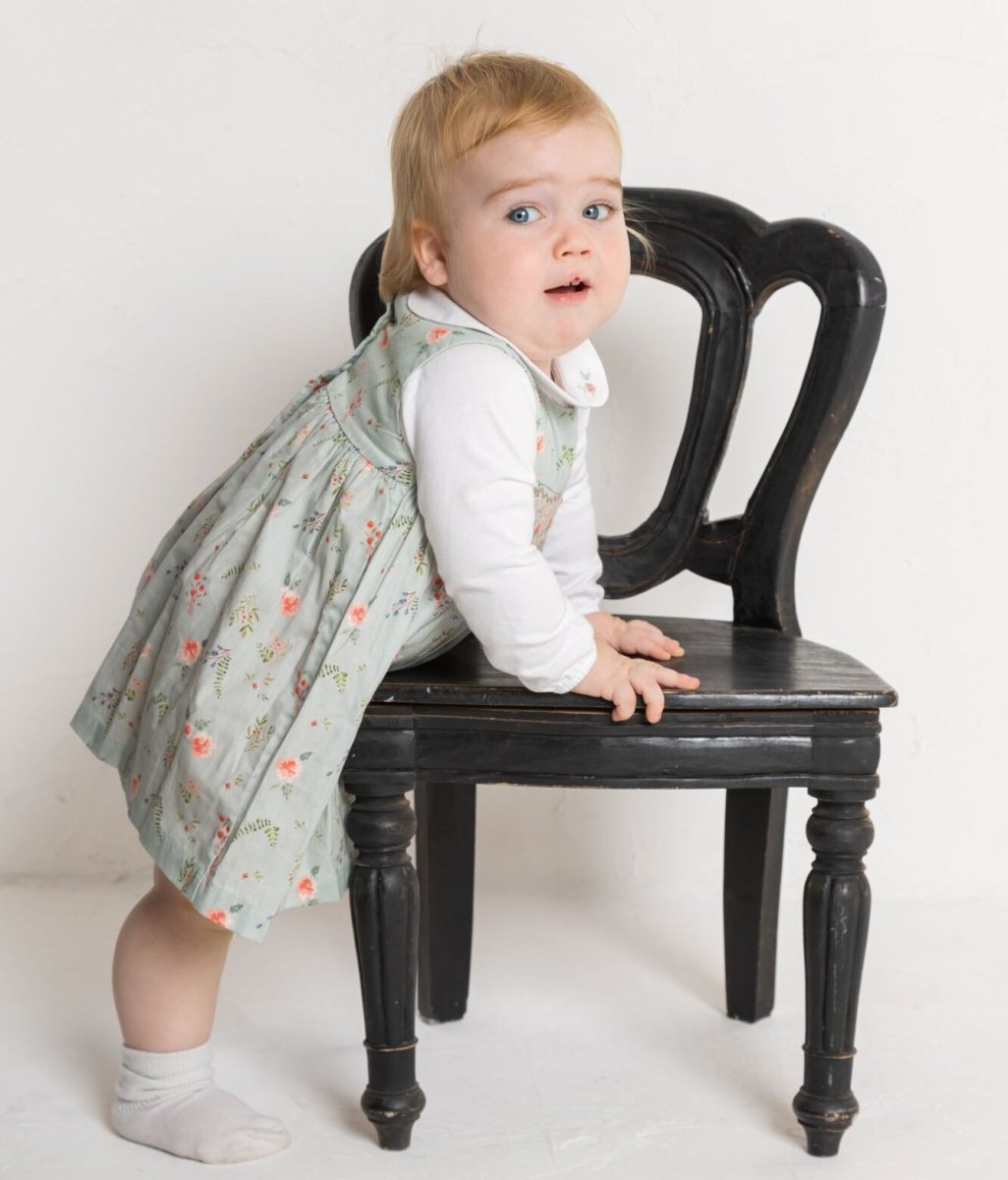 画像9: グリーンフローラル・スモッキングドレス_2-3歳用(身長 92-98cm) (9)