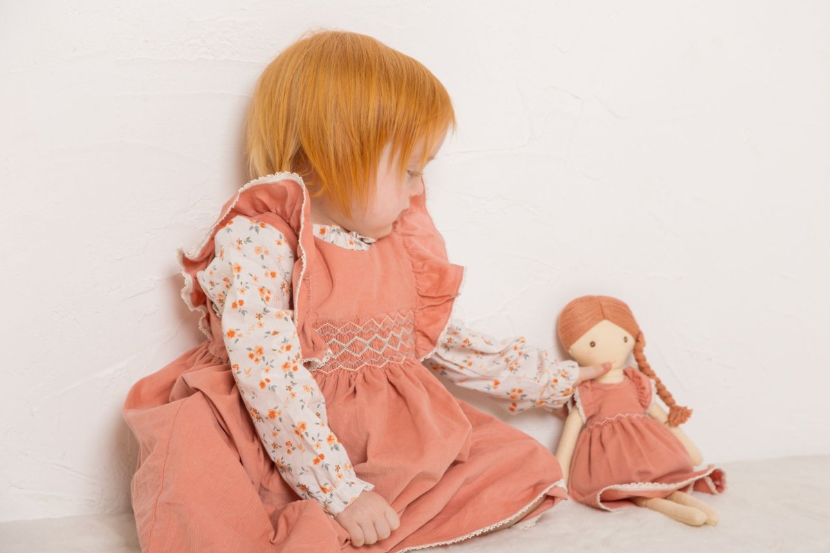 画像6: 【ドール用ドレス】ピンクコーデュロイ・ドールドレス (6)