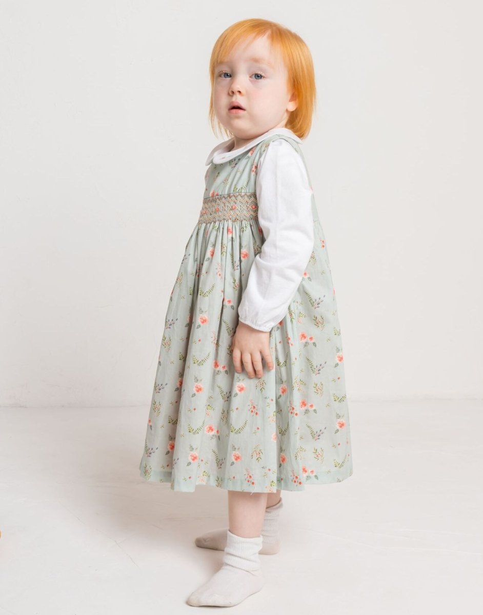 画像12: グリーンフローラル・スモッキングドレス_2-3歳用(身長 92-98cm) (12)