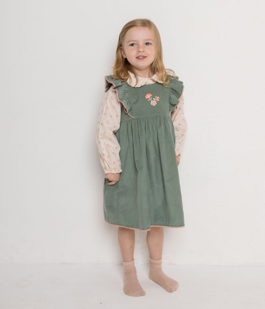 画像8: グリーン・コーデュロイドレス_4-5歳用(身長 103-108cm) (8)