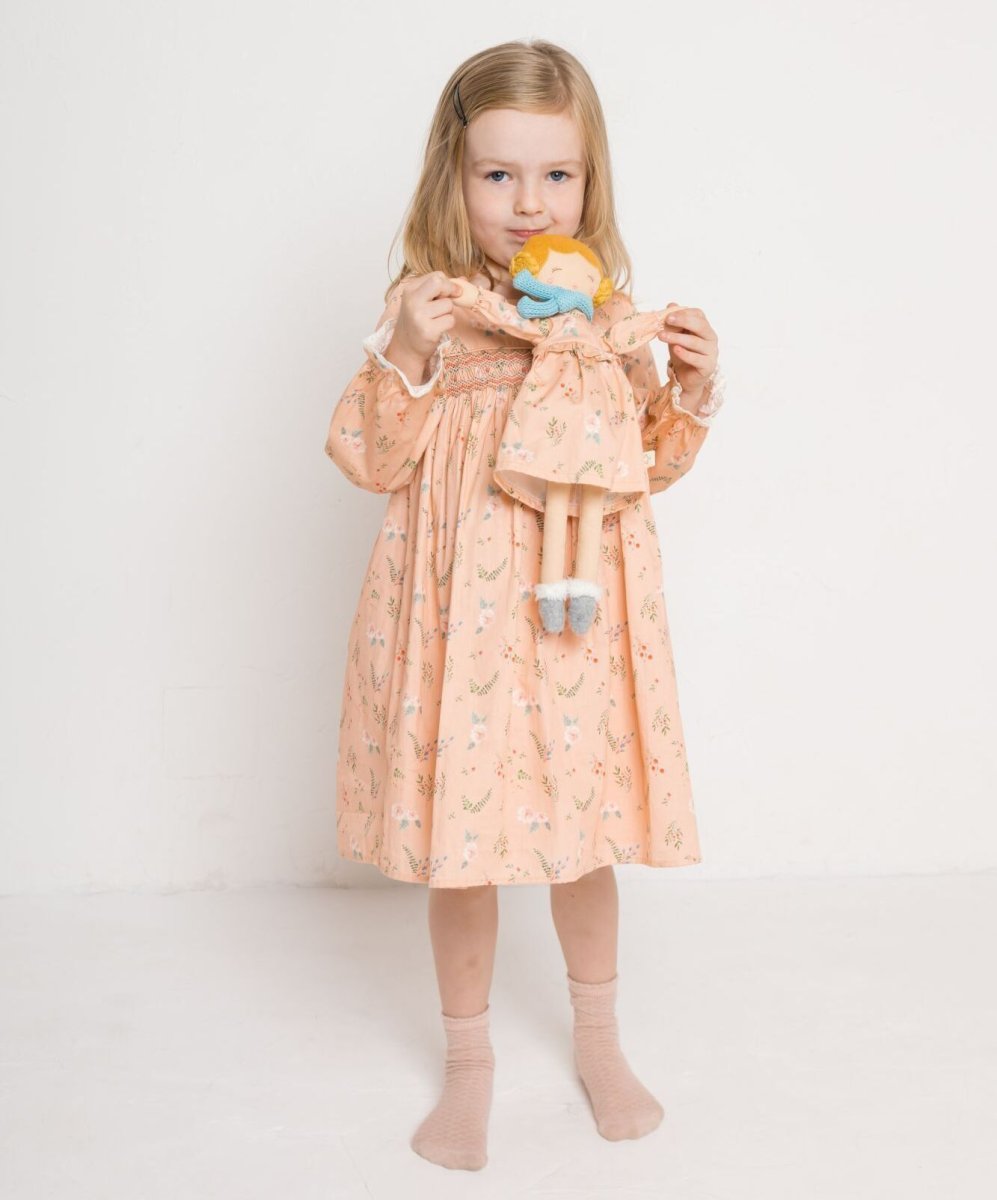 画像9: ピンクフローラル・スモッキングドレス_2-3歳用(身長 92-98cm) (9)