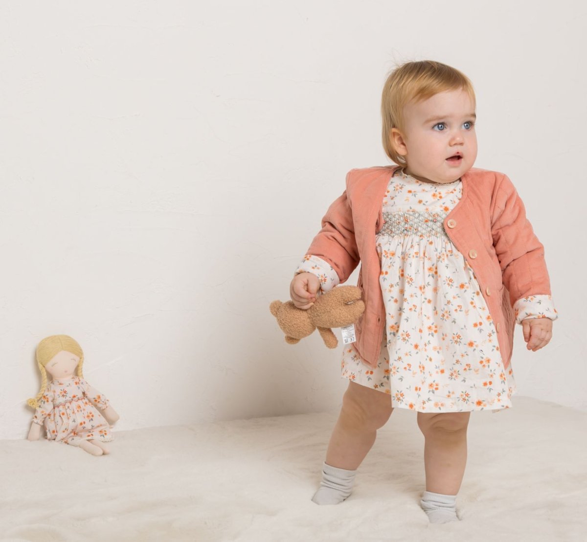 画像11: ホワイトルイーズ・プリントスモッキングドレス_3-4歳用(身長 98-103cm) (11)