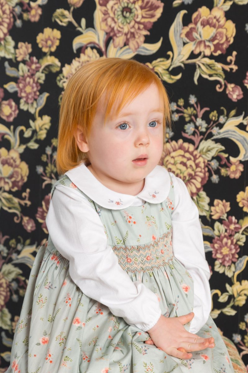 画像13: グリーンフローラル・スモッキングドレス_2-3歳用(身長 92-98cm) (13)