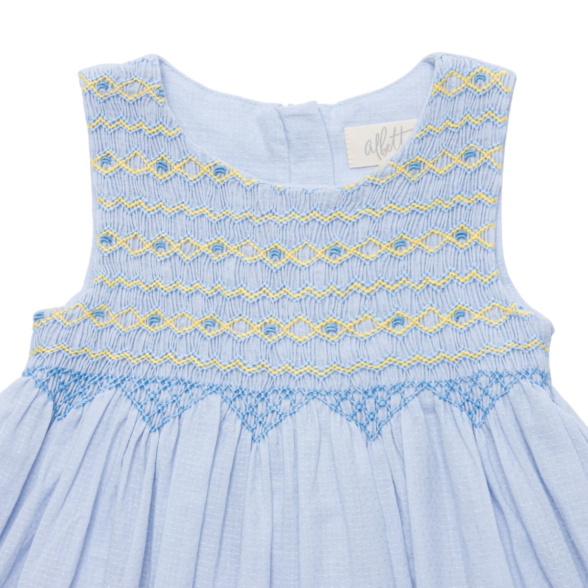 画像2: ライトブルージャカード・ハンドスモックドレス_3〜4歳用(身長 98-103cm) (2)