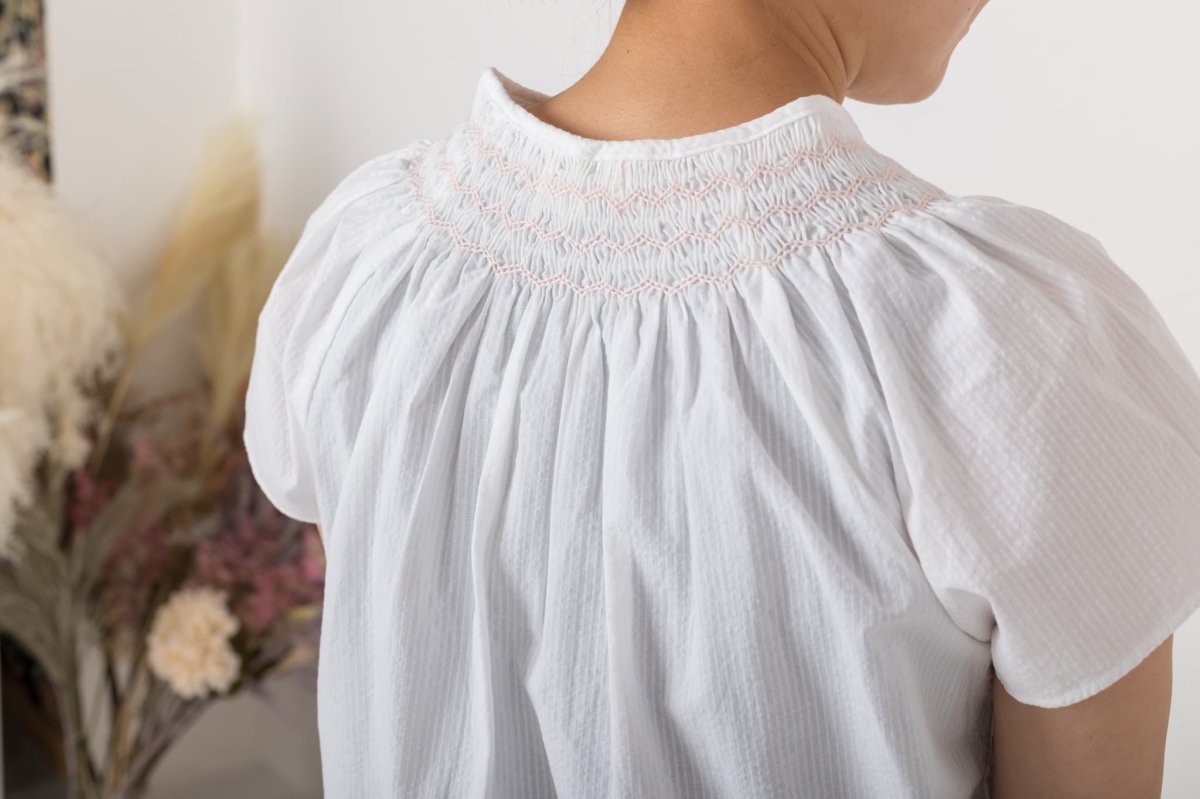 画像12: 【大人用】ピンクフラワージャカード・スモックパジャマ_S・M (12)