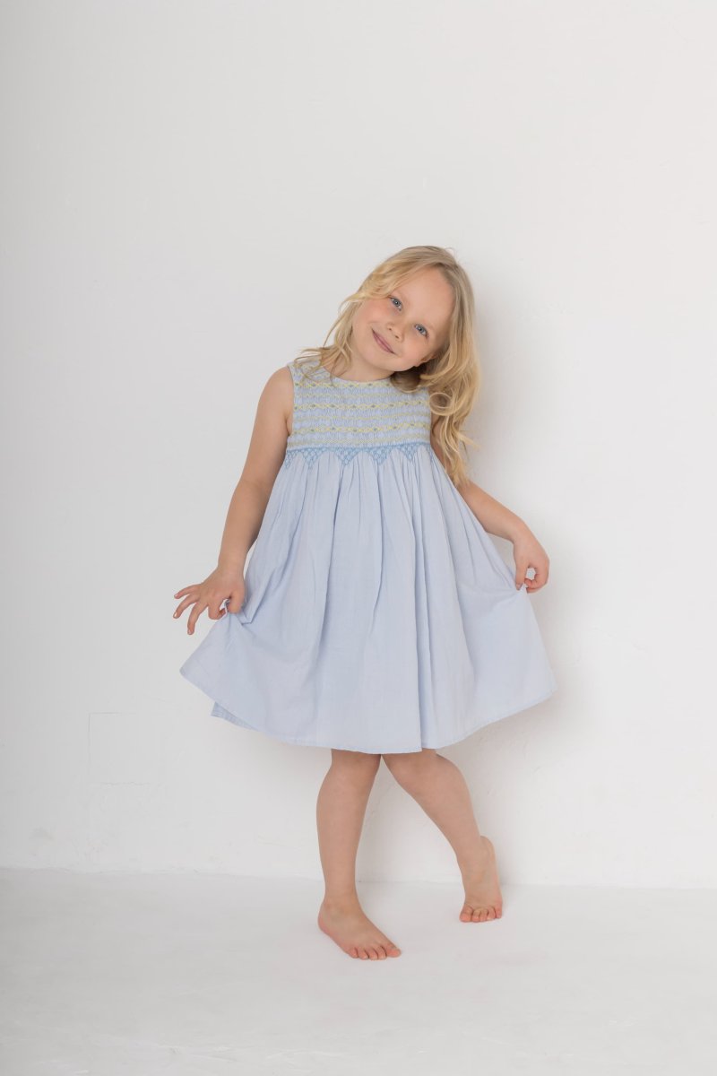 画像7: ライトブルージャカード・ハンドスモックドレス_3〜4歳用(身長 98-103cm) (7)