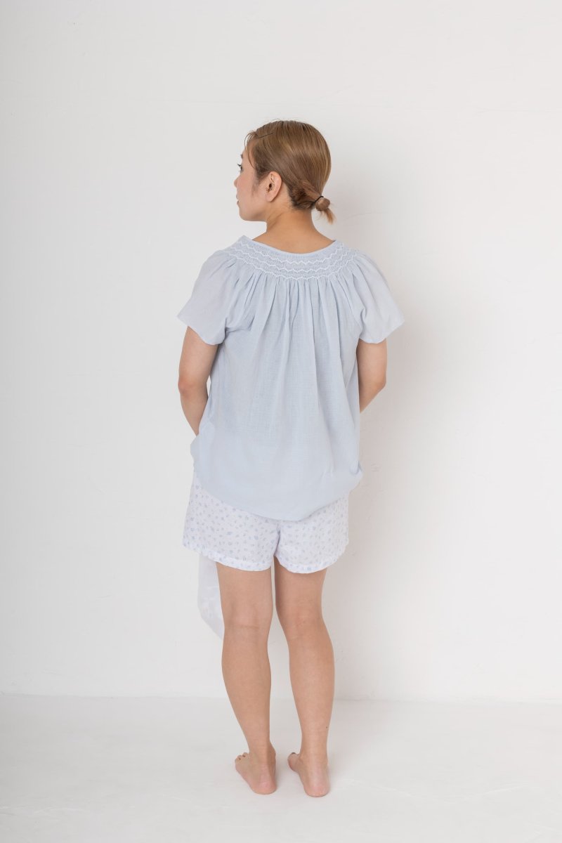 画像13: 【大人用】ブルージャカード・スモックパジャマ_S・M (13)