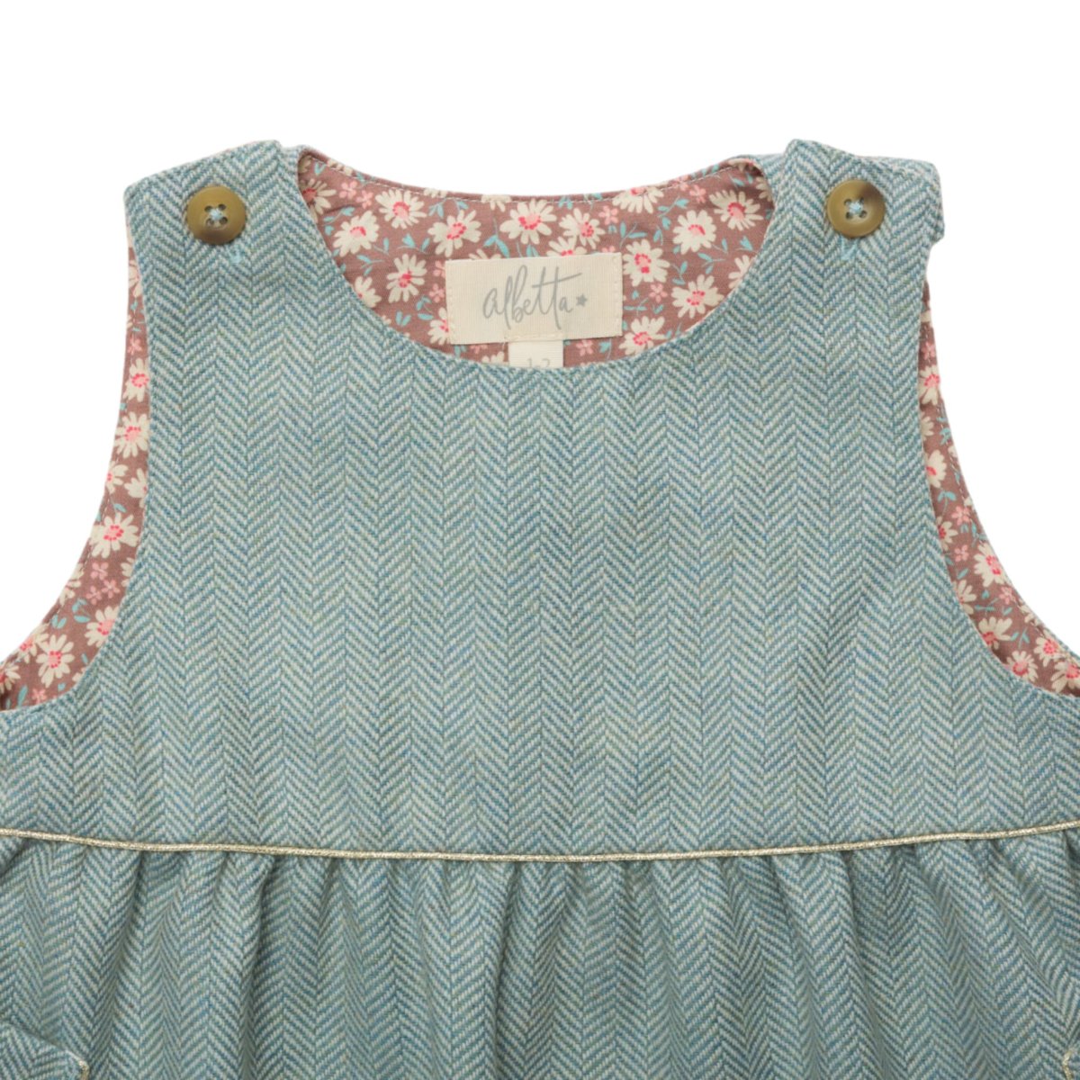 画像9: グリーン・ヘリンボーンドレス_4〜5歳用(身長 103-108cm) (9)