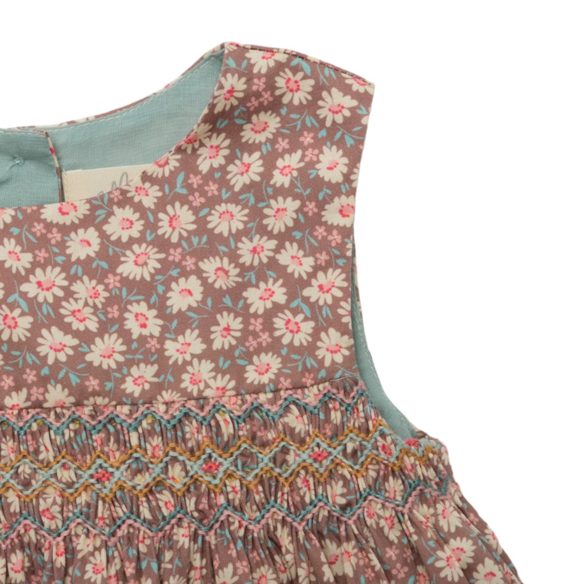 画像9: ハンドスモック・ブラウンプリントドレス_3〜4歳用(身長 98-103cm) (9)