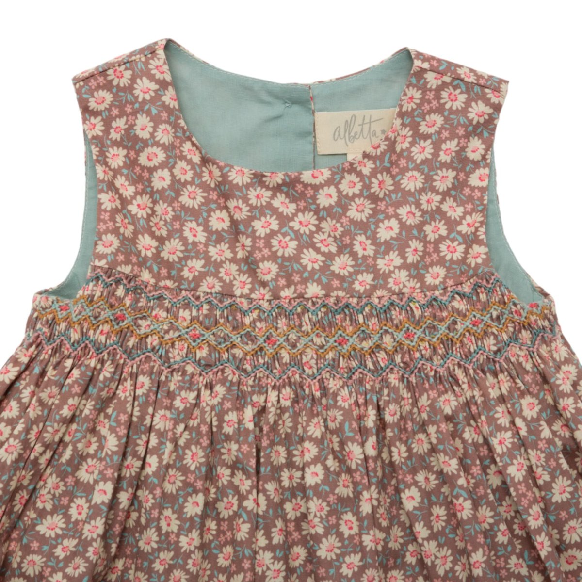 画像7: ハンドスモック・ブラウンプリントドレス_3〜4歳用(身長 98-103cm) (7)