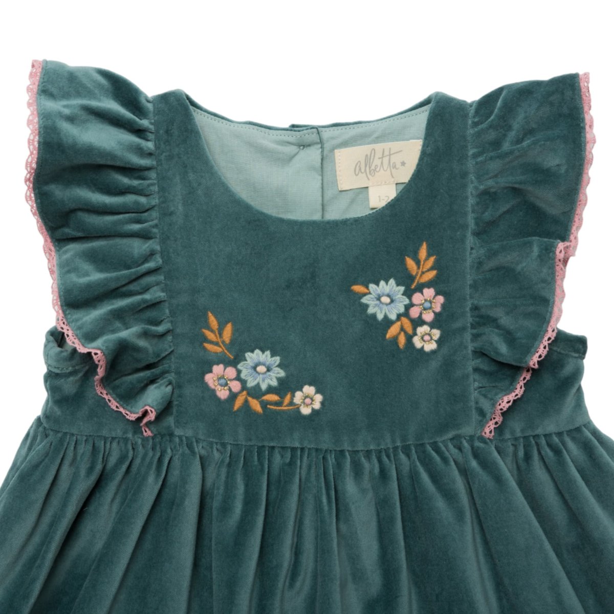 画像9: 刺繍入り・ベルベット・コーデュロイドレス_5〜6歳用(身長 108-114cm) (9)