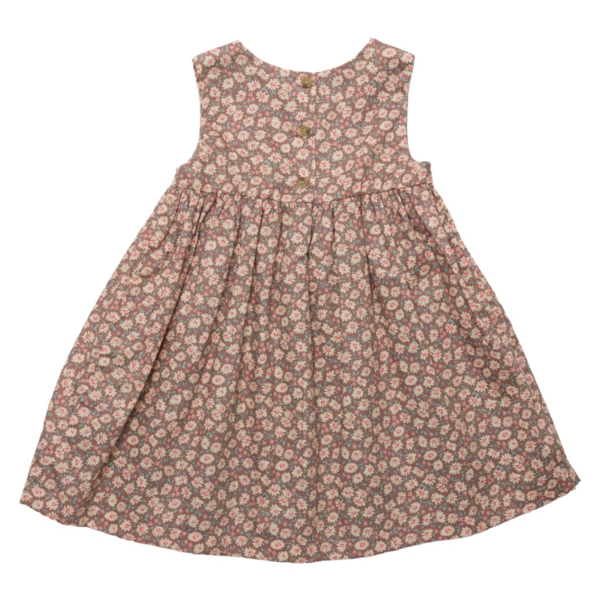 画像6: ハンドスモック・ブラウンプリントドレス_3〜4歳用(身長 98-103cm) (6)