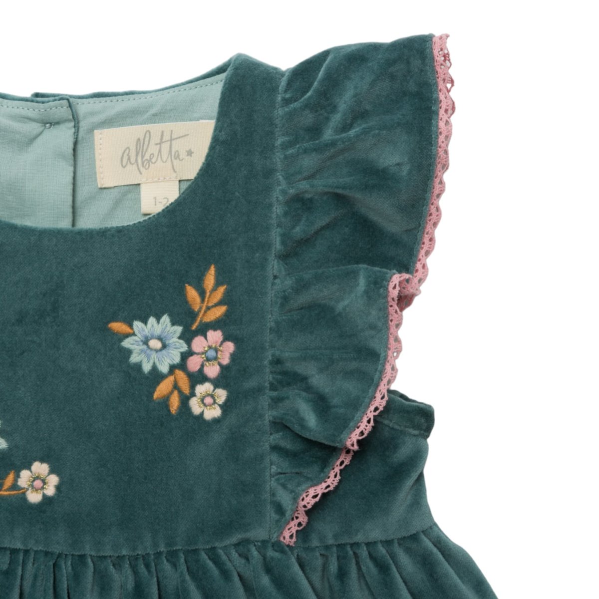 画像11: 刺繍入り・ベルベット・コーデュロイドレス_5〜6歳用(身長 108-114cm) (11)