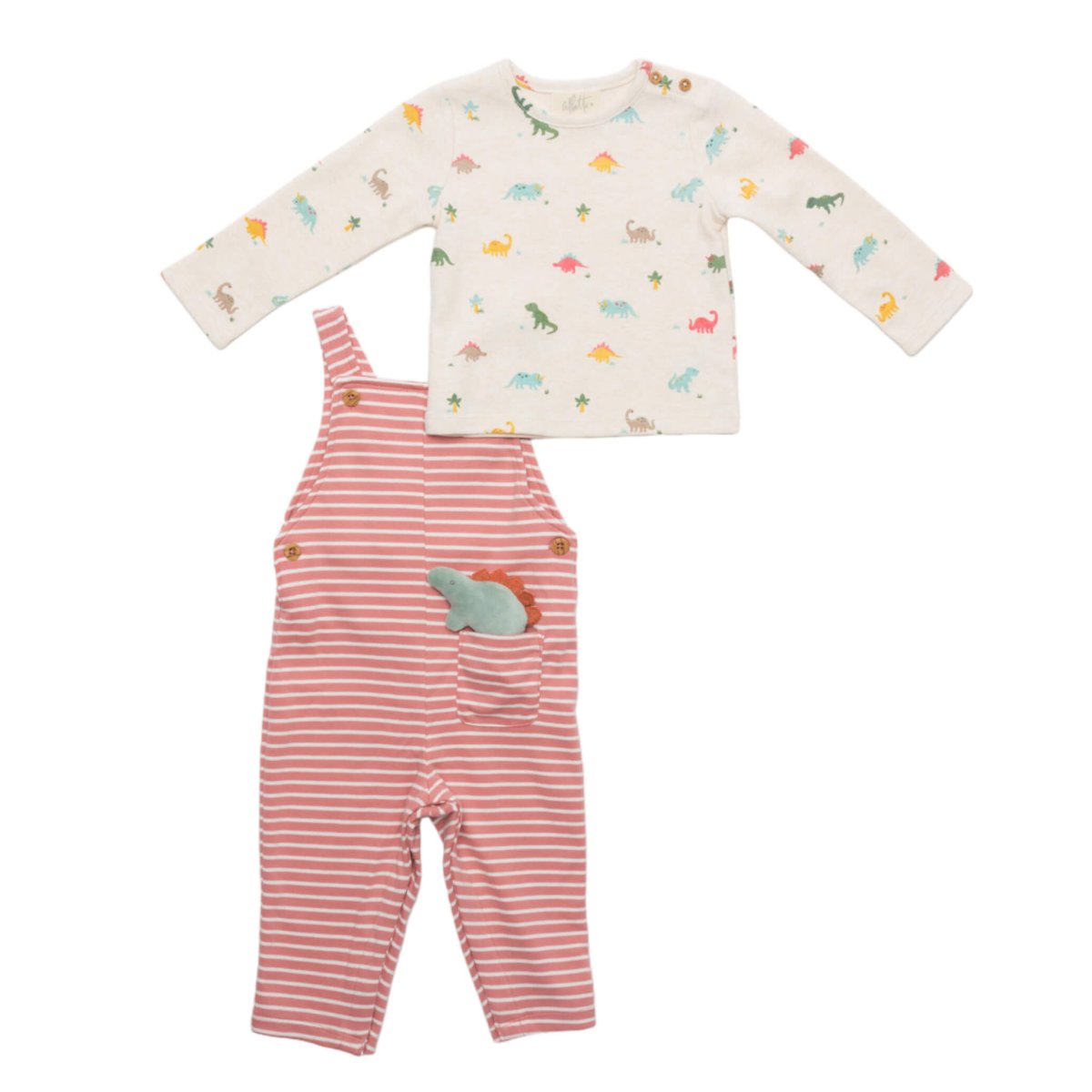 画像4: トイ付き・ストライプ恐竜・ダンガリー_6〜12ヶ月用(身長 70cm) (4)