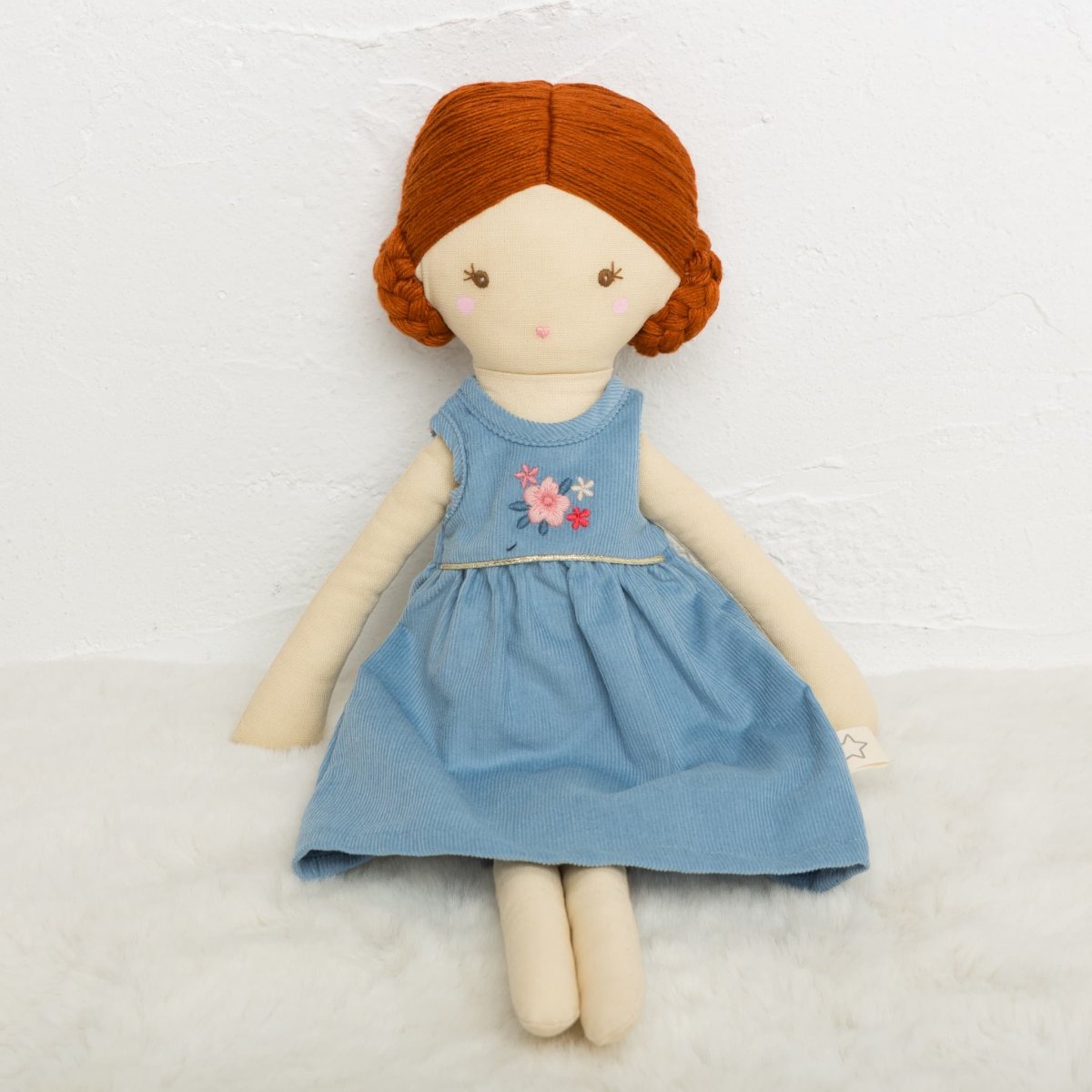 画像1: 【ドール用ドレス】フラワー刺繍・ブルーコード・ドールドレス (1)