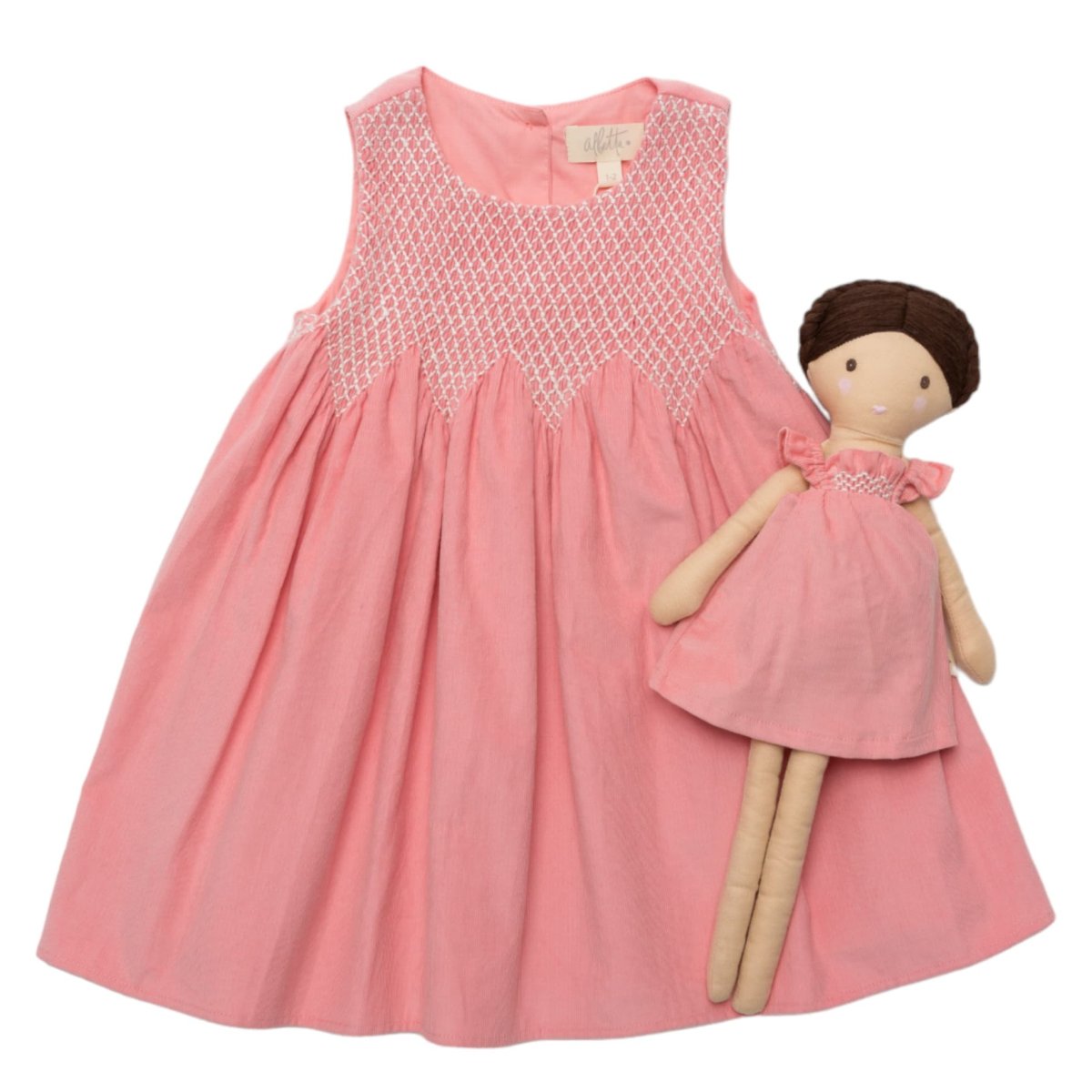 画像5: 【ドール用ドレス】ハンドスモック・ピンクコード・ドールドレス (5)