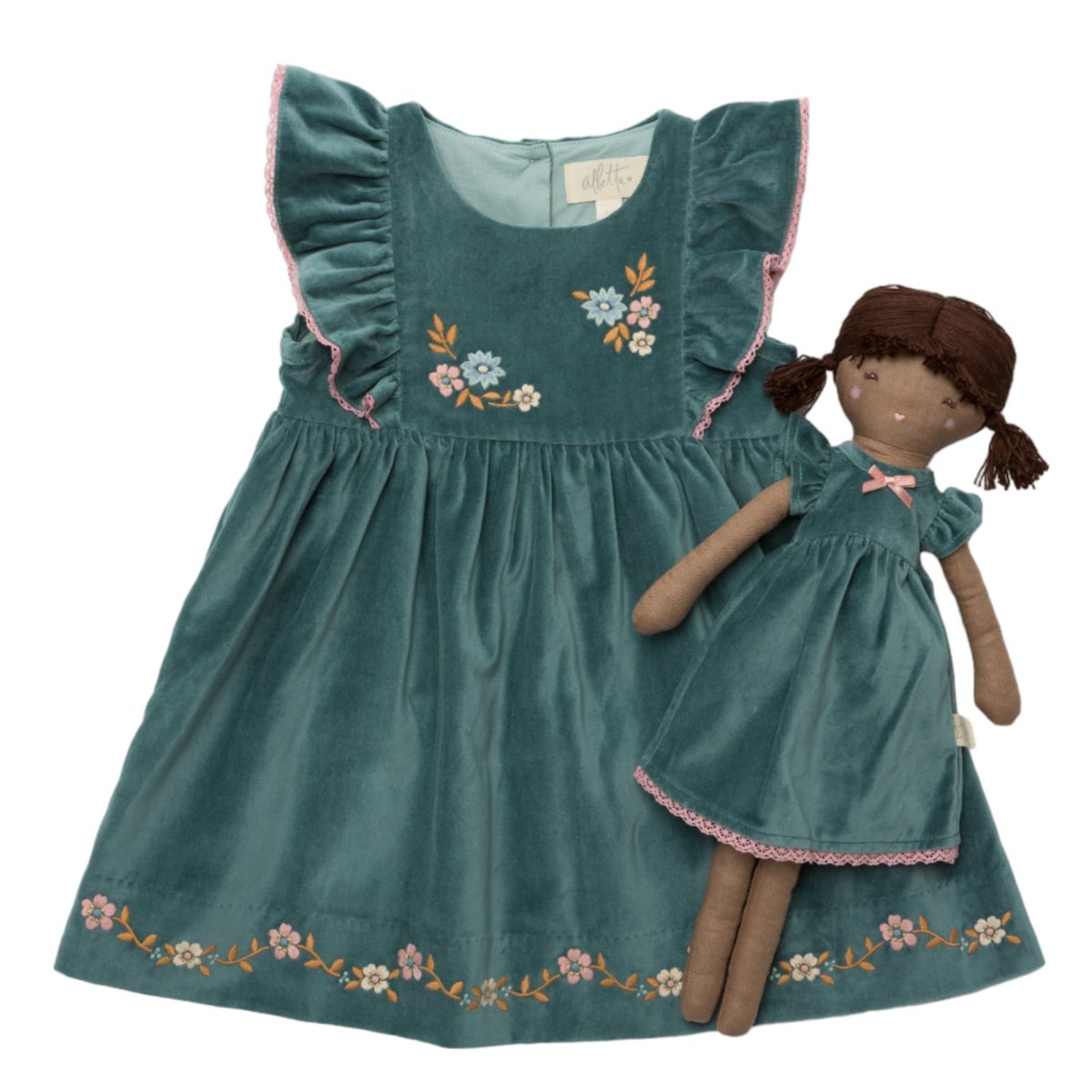 画像4: 【ドール用ドレス】コットン・ベルベット・ドールドレス (4)