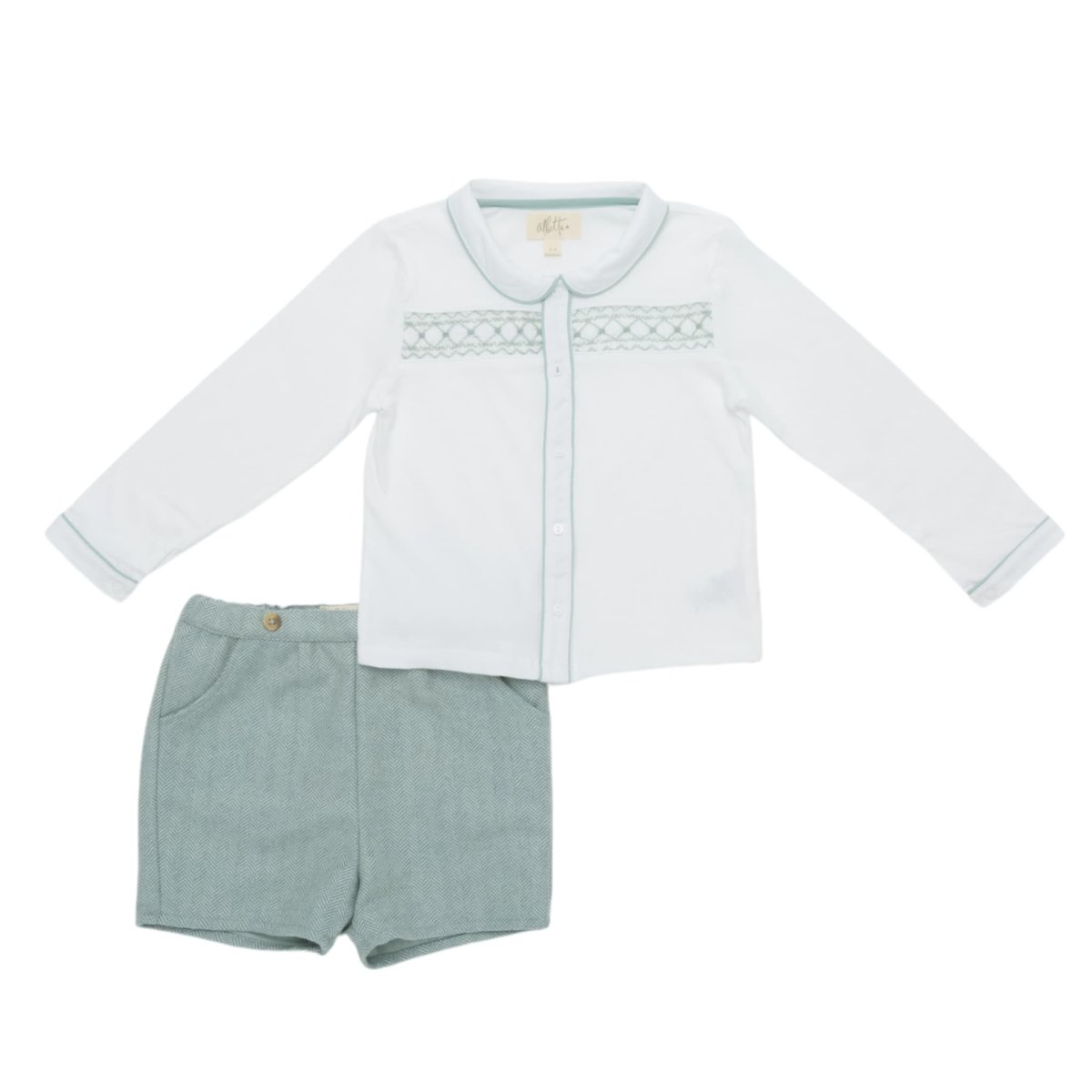 画像5: ハンドスモック・ジャージシャツ&グリーンショートパンツ_3〜4歳用(身長95-100cm) (5)