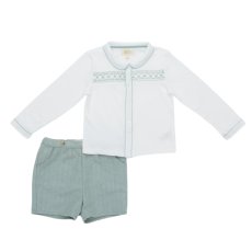 画像5: ハンドスモック・ジャージシャツ&グリーンショートパンツ_6ヶ月〜4歳用 (5)