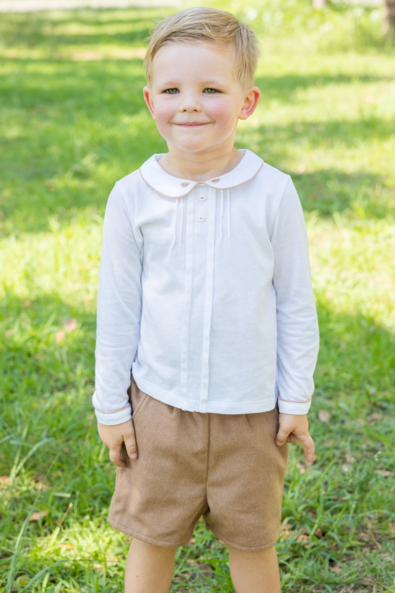 画像2: テディベア刺繍・ジャージシャツ&ブラウンショートパンツ_3〜4歳用(身長95-100cm) (2)