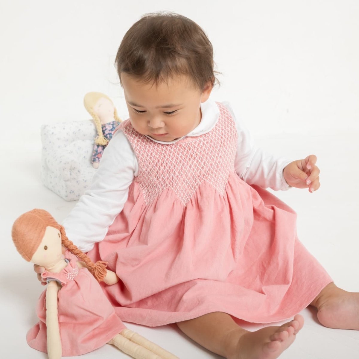 画像11: ハンドスモック・ダイヤモンドピンク・コーデュロイドレス_5〜6歳用(身長 108-114cm) (11)