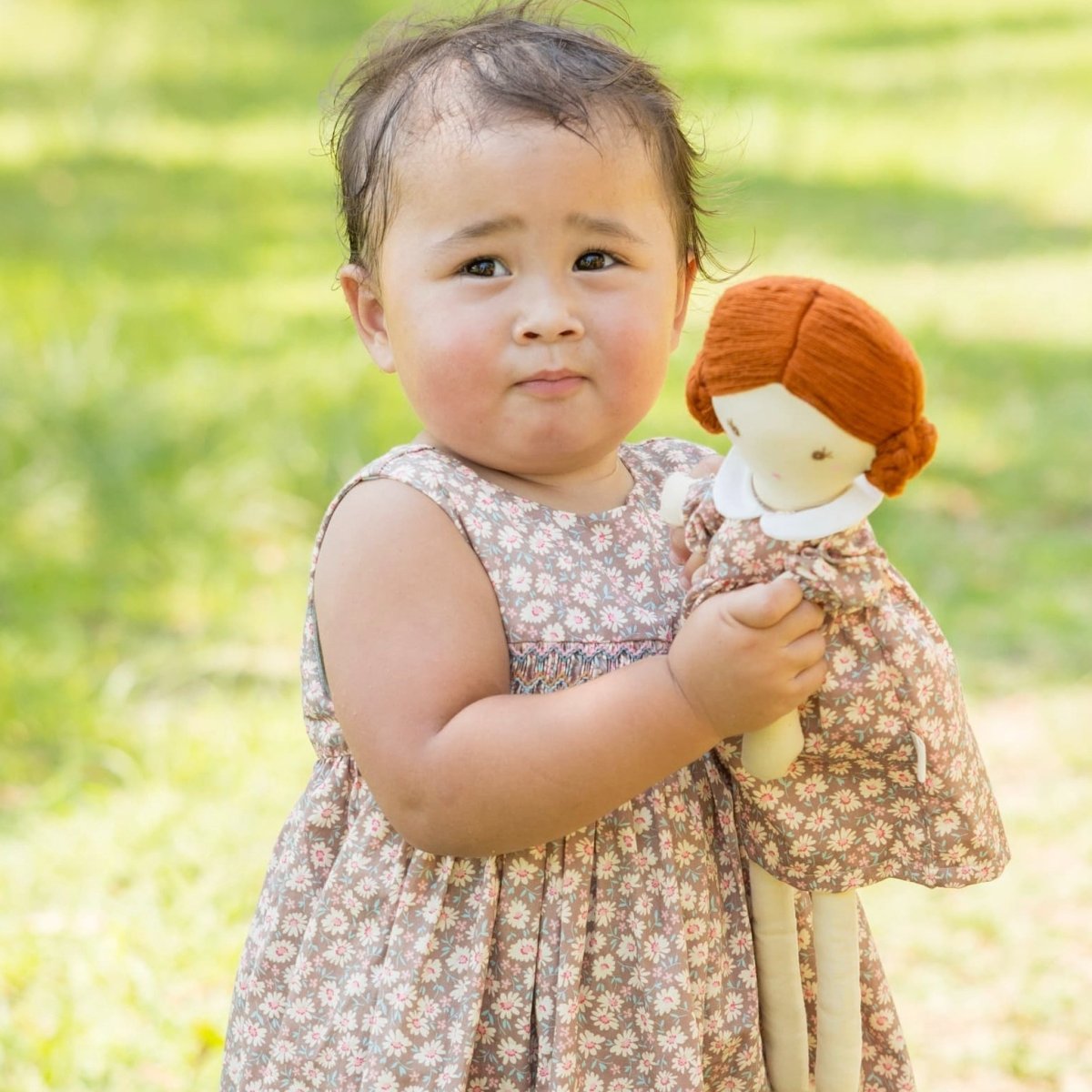 画像3: ハンドスモック・ブラウンプリントドレス_3〜4歳用(身長 98-103cm) (3)