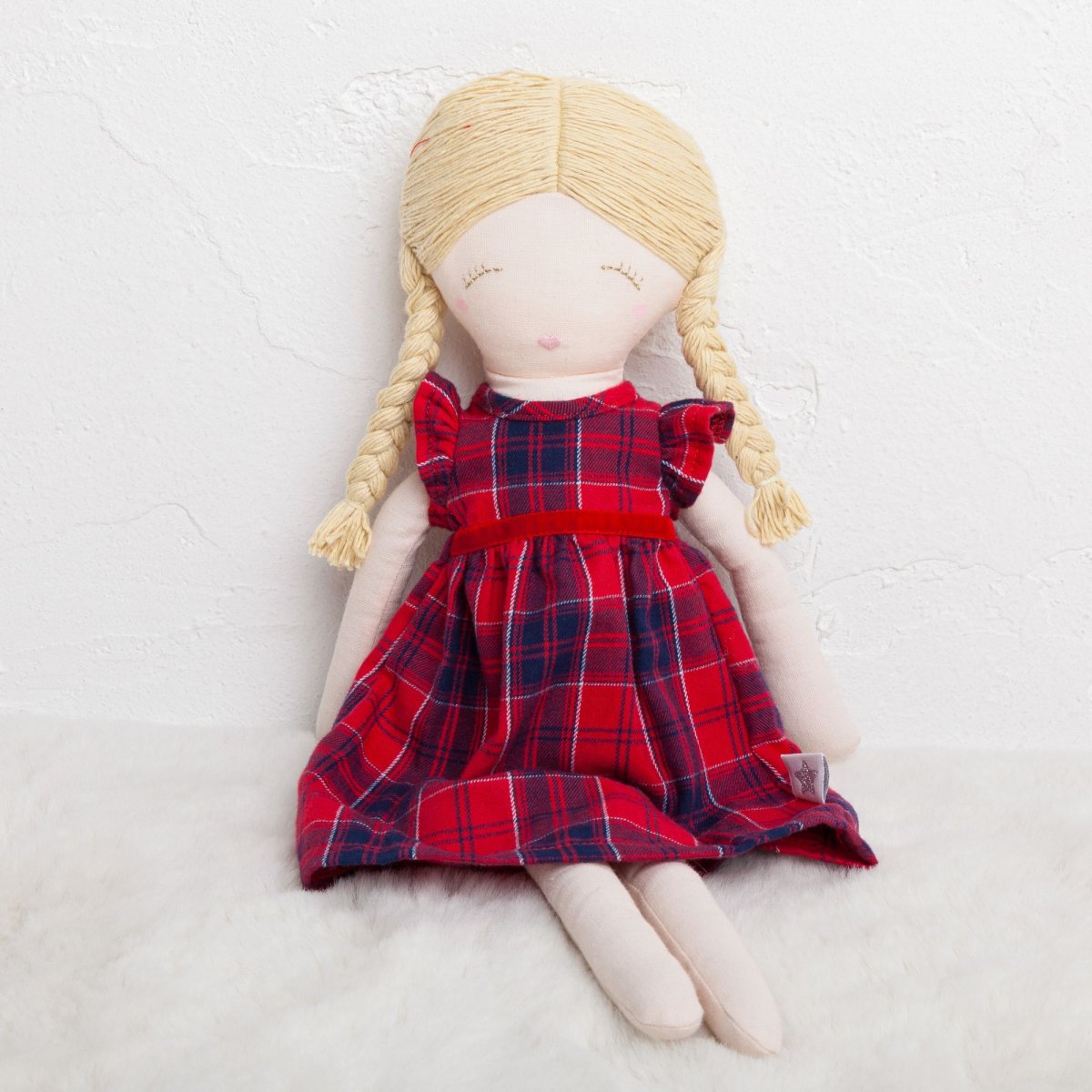 画像1: 【ドール用ドレス】レッドチェック・ドールドレス (1)