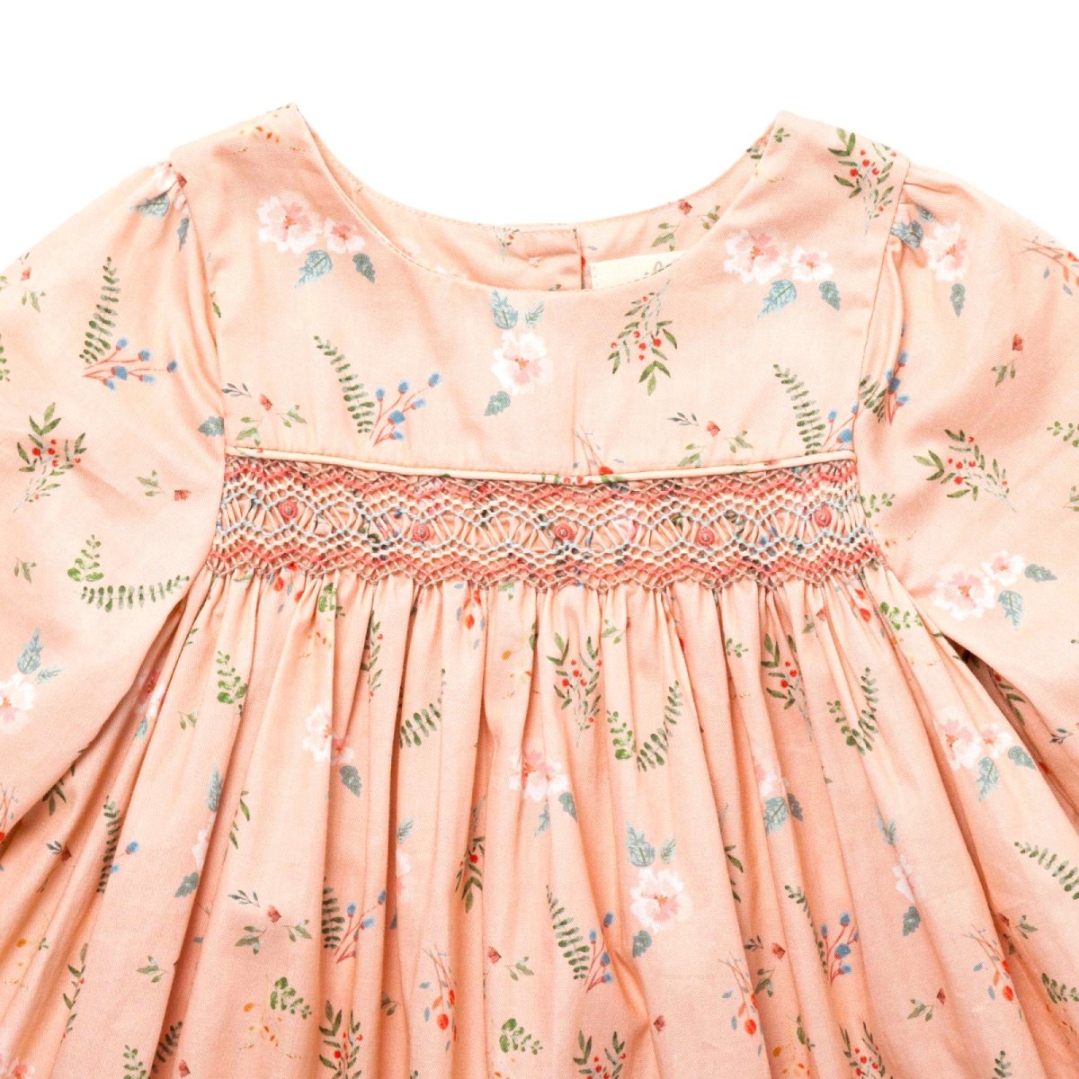 画像4: ピンクフローラル・スモッキングドレス_2-3歳用(身長 92-98cm) (4)