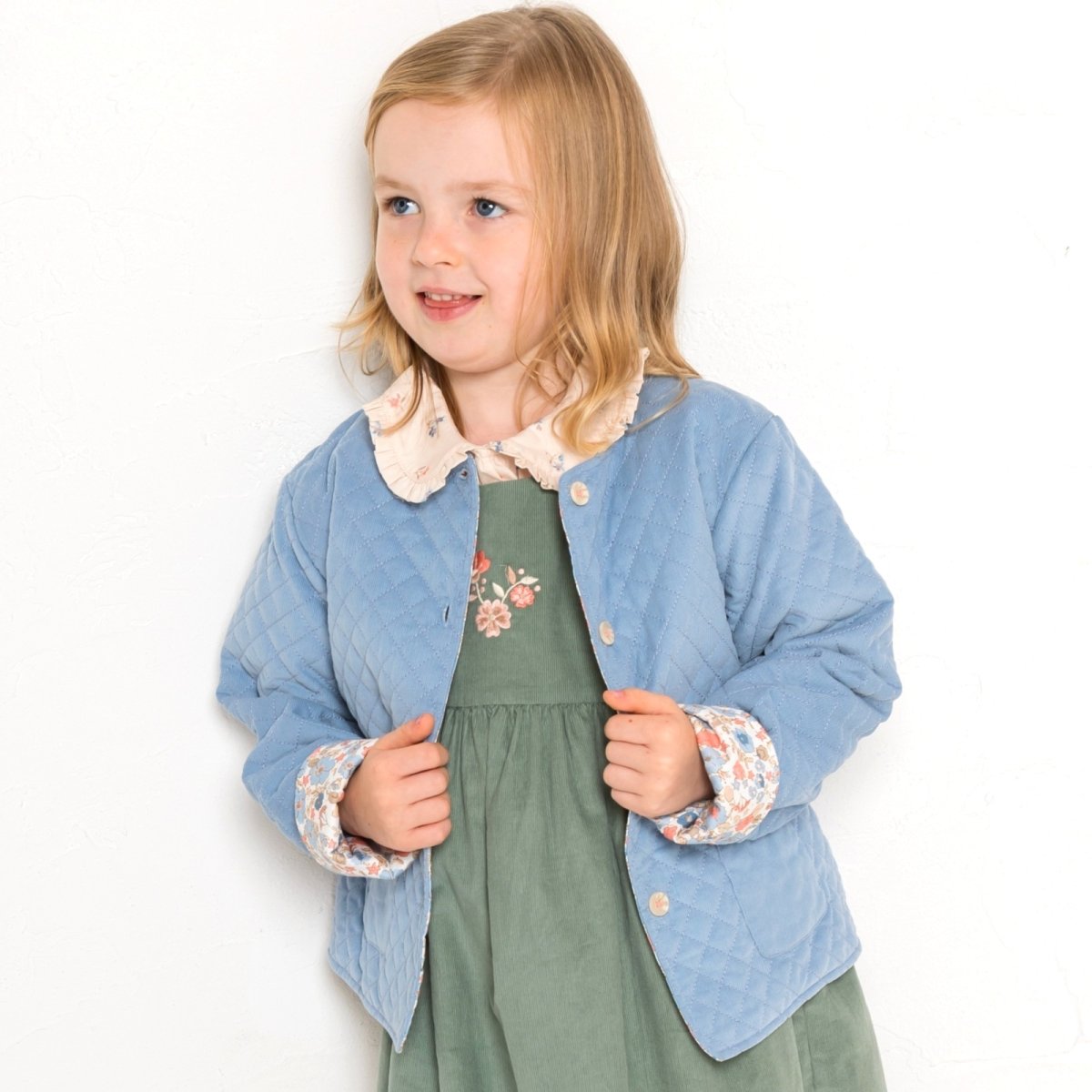 画像2: ブルーコーデュロイ・キルティング・ジャケット_2-3歳用(身長 92-98cm) (2)