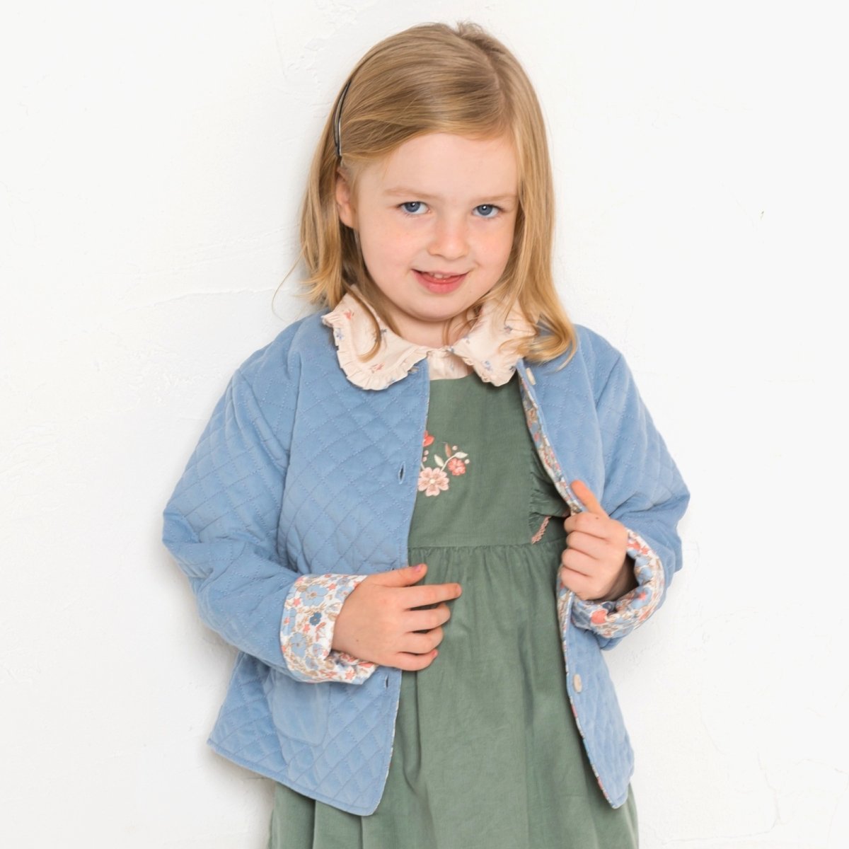 画像3: ブルーコーデュロイ・キルティング・ジャケット_2-3歳用(身長 92-98cm) (3)