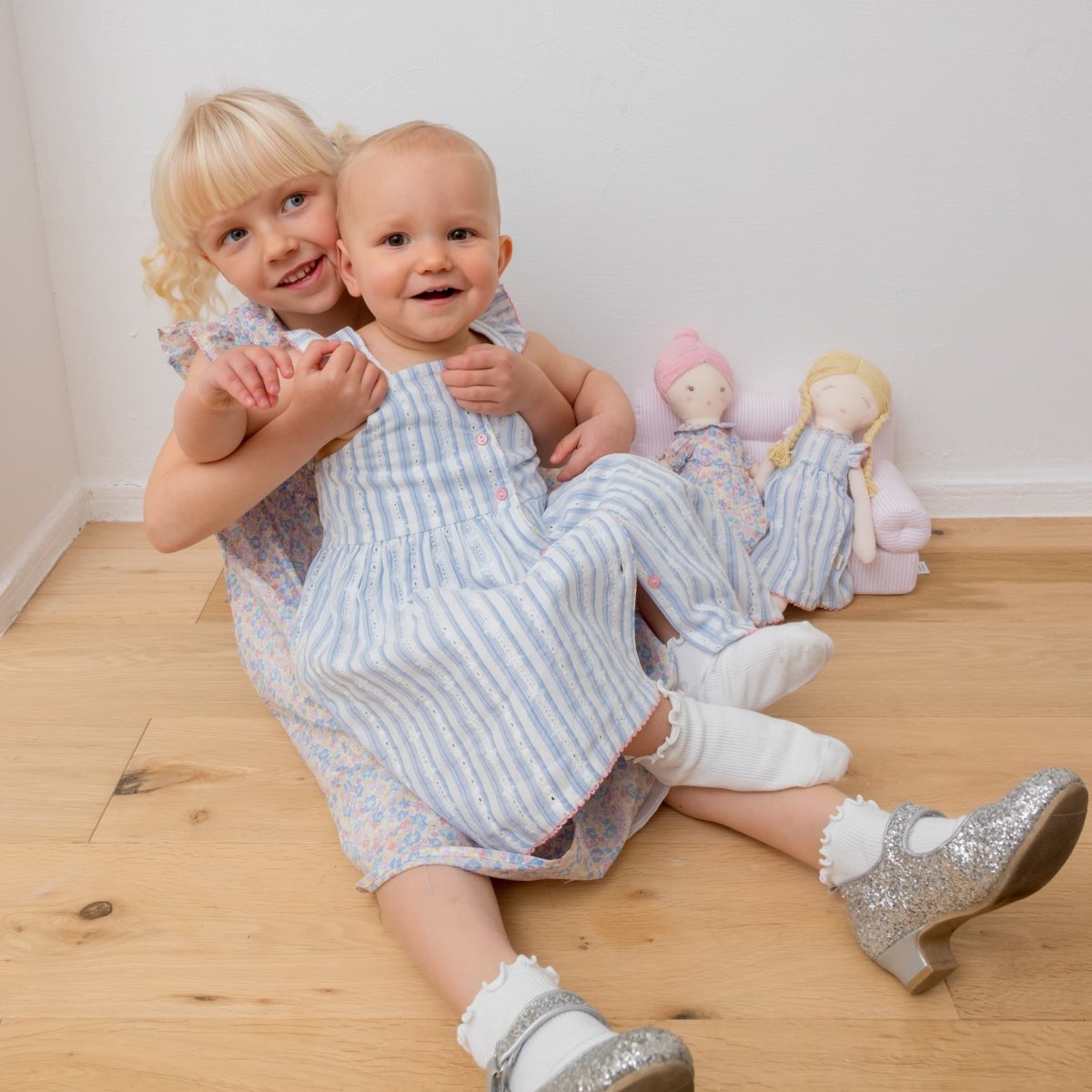 画像14: ブルー・ジャカードストライプ・刺繍ドレス_3_4歳用(身長 98-103cm) (14)