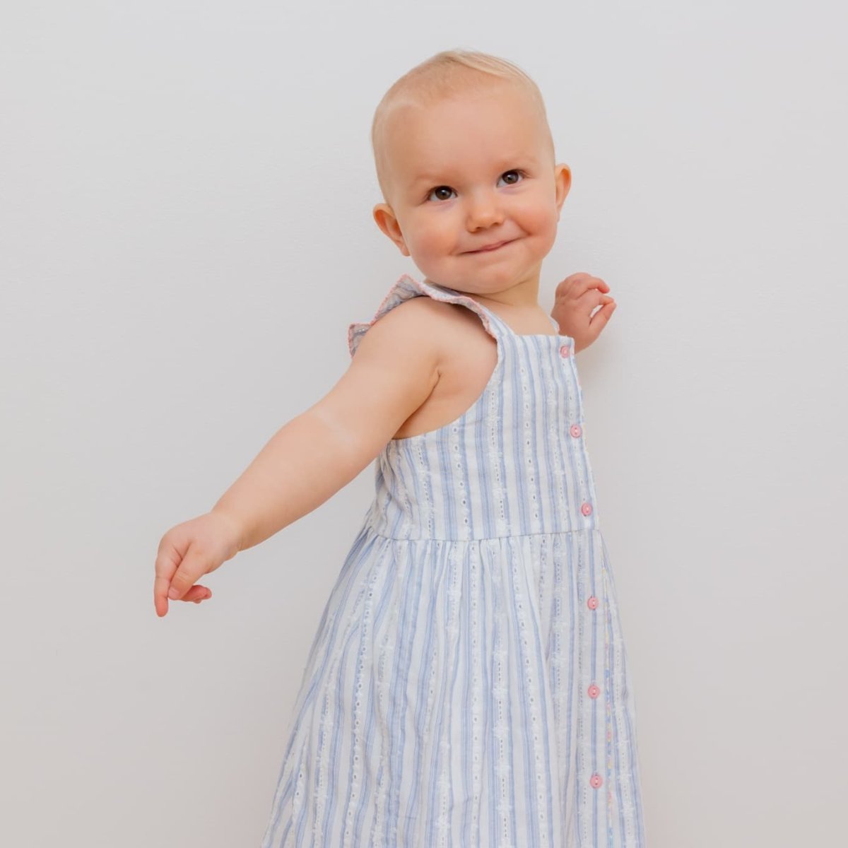 画像12: ブルー・ジャカードストライプ・刺繍ドレス_3_4歳用(身長 98-103cm) (12)