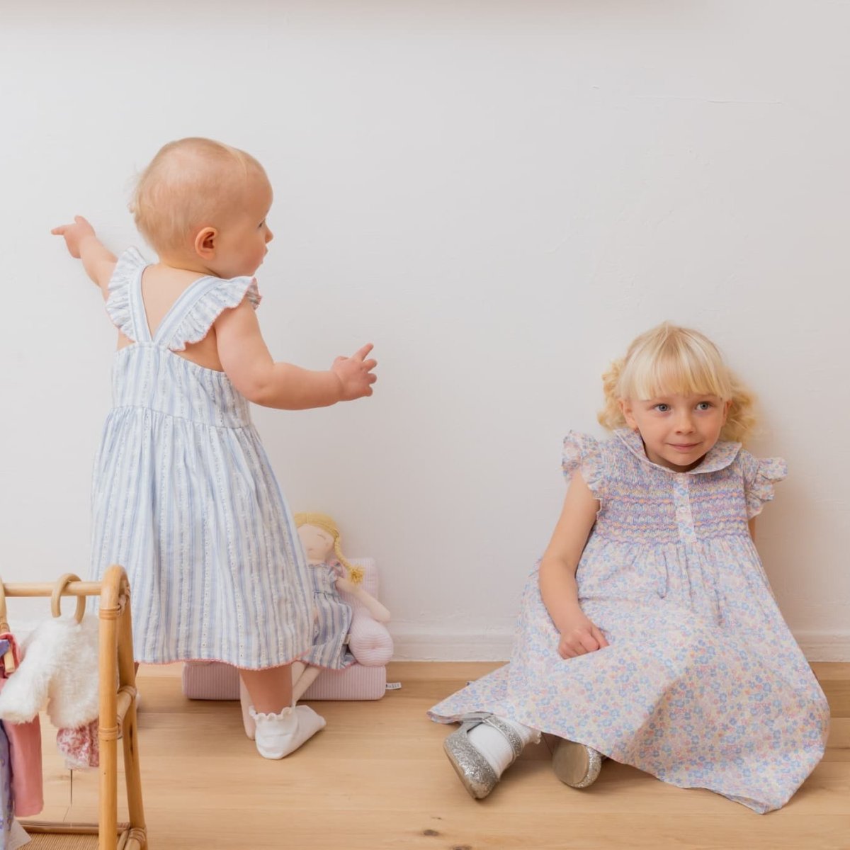 画像15: ブルー・ジャカードストライプ・刺繍ドレス_3_4歳用(身長 98-103cm) (15)