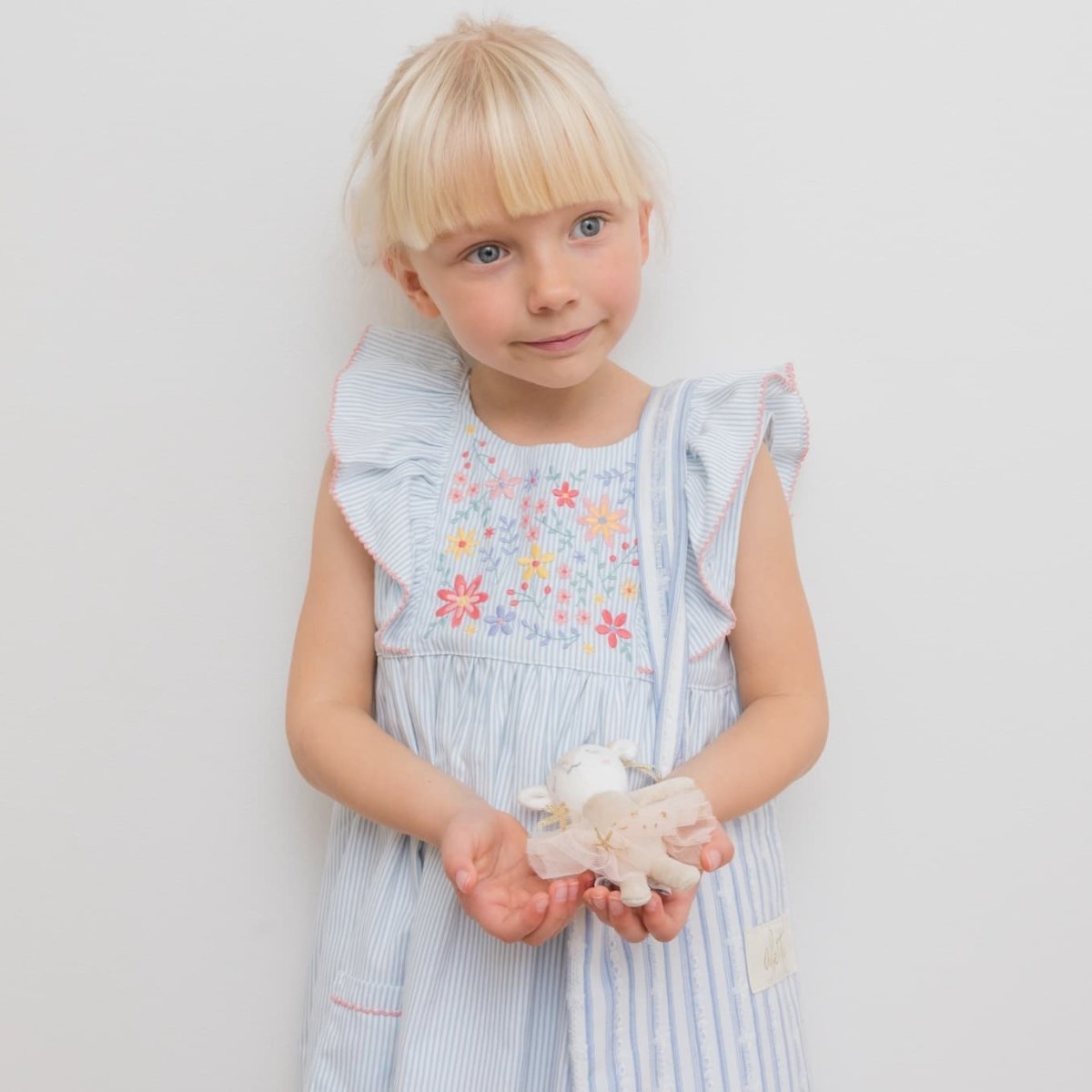 画像17: 花の刺繍・ブルーティッキング・ストライプ・ドレス_3_4歳用(身長 98-103cm) (17)