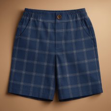 画像1: ブルーチェック・ショートパンツ_1〜2歳用(身長 85~90cm) (1)