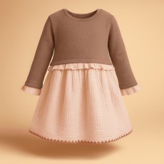 画像1: ニット＆モスリン・ピンク・ドレス_2〜3歳用(身長 92-98cm) (1)