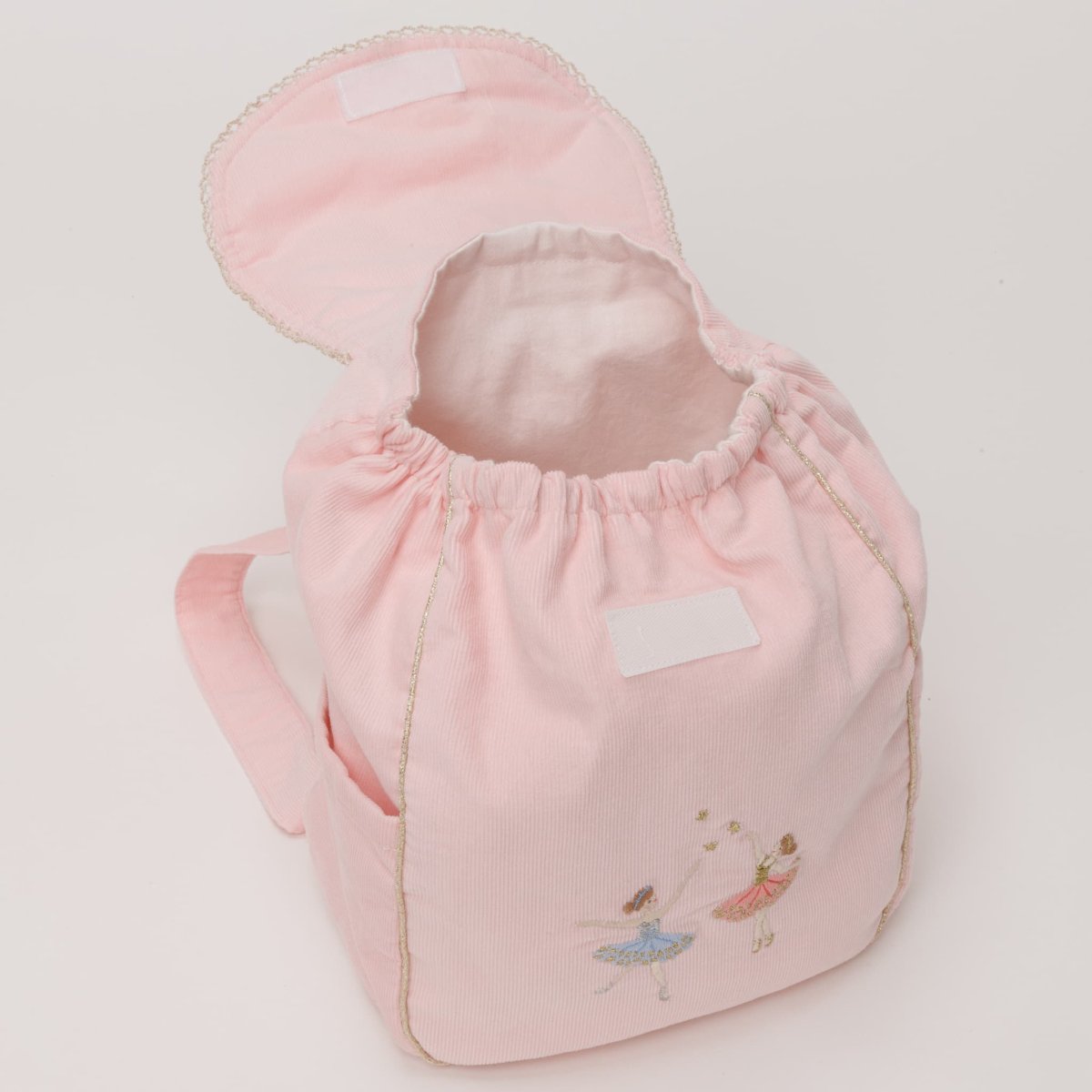 画像4: 刺繍バレリーナピンク・コーデュロイ・バックパック (4)