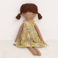 画像1: 【ドール用】イエローフローラルプリント・ハンドスモック・ドールドレス (1)