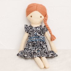 画像1: 【ドール用】ダークブルーフラワー・ハンドスモック・ドールドレス (1)